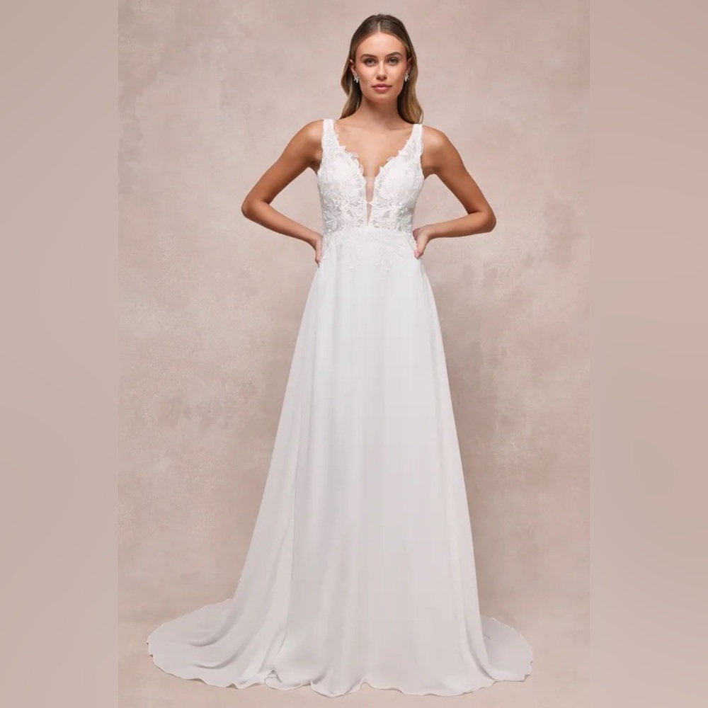 Forever Promised White Chiffon Embroidered Sequin Maxi Dress